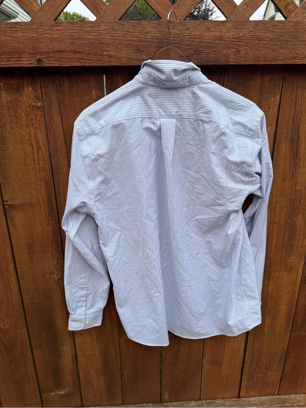 Cotton Eddie Bauer Blue and White Pinstripe Button-Down Dress Shirt